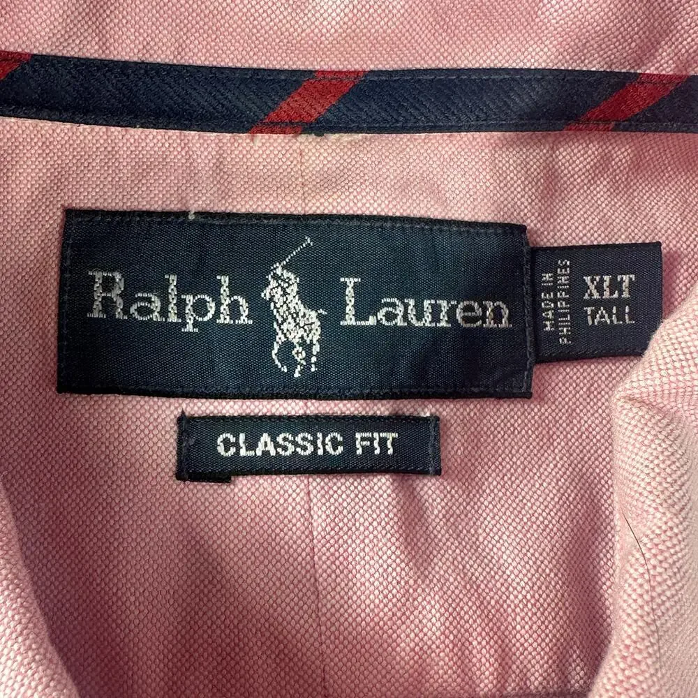 Polo Ralph Lauren Classic Fit Shirt Mens XLT Pink Oxford Short Sleeve Pony
